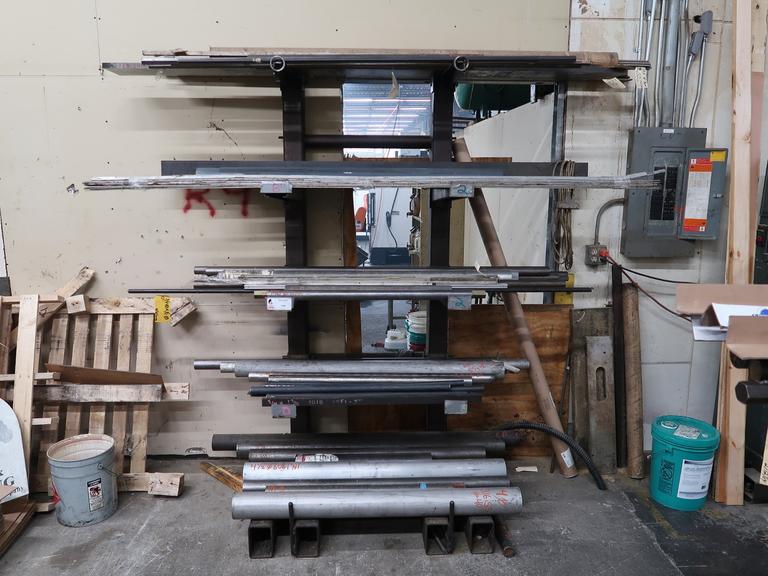 Cantilever Style Rack with Contents of Aluminum, Steel, Brass & Plastic Stock