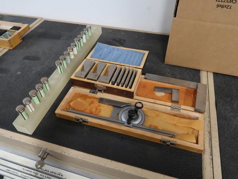 Inspection Items: Protractor, Brown & Sharpe Squares, Angle Blocks, Thread Measuring Wires