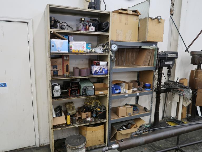 (2) Metal Shelves with Contents of Hydraulic Components, Consumables and More