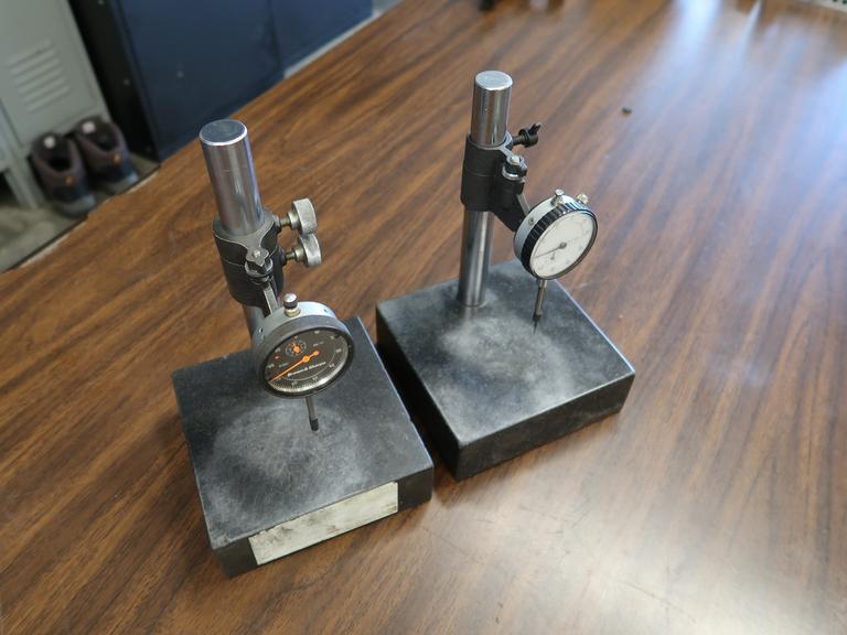 6" x 6" Granite Base Indicator Stands, Each with .001" Dial Indicator