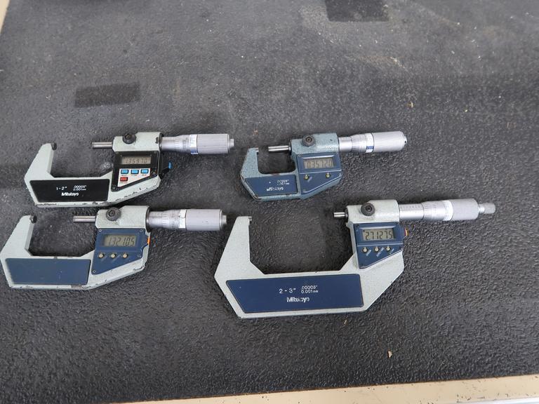 Mitutoyo .00005" Digital Micrometers: (4), 0-1", (2) 1-2" & (1) 3-4"