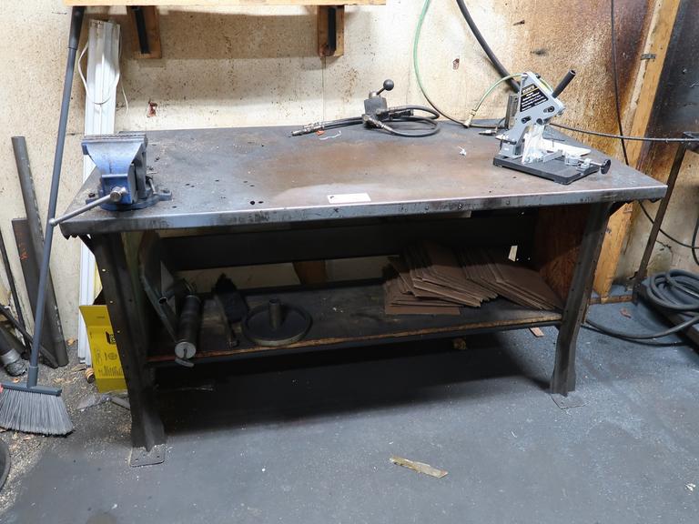 Metal Bench with Contents Including 5" Bench Vise with Swivel Base