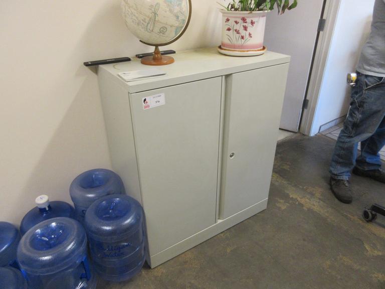 (2) Metal Cabinets with Contents of Office Supplies: Paper, Pens, Folders, Clips, etc