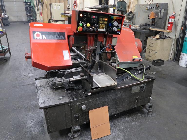 Amada HA-250W Automatic Horizontal Band Saw with Control Panel, Coolant and Chip Auger