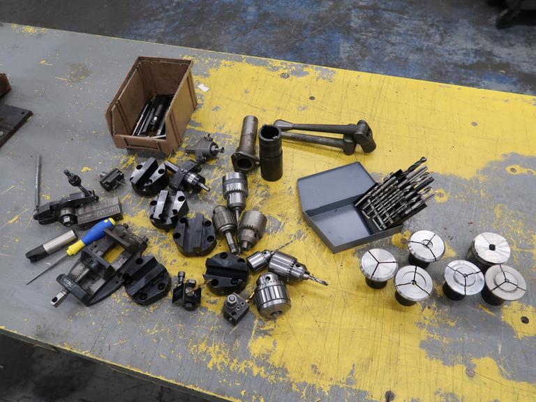 Machinist's Lot of Hardinge Collets, Drill Chucks, Tool Holders, Boring Bars, Vise Handles, Drill/Tap Index, and More