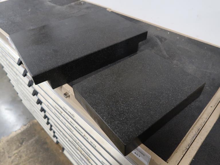 (2) Granite Surface Plates: (1) No-Lip, 12" x 9" x 2" and (1) 2-Lip, 18" x 12" x 3"