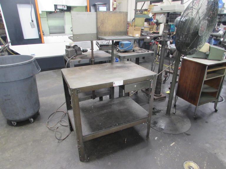 Steel Work Bench with Lower Shelf and Upper Shelf and Drawer