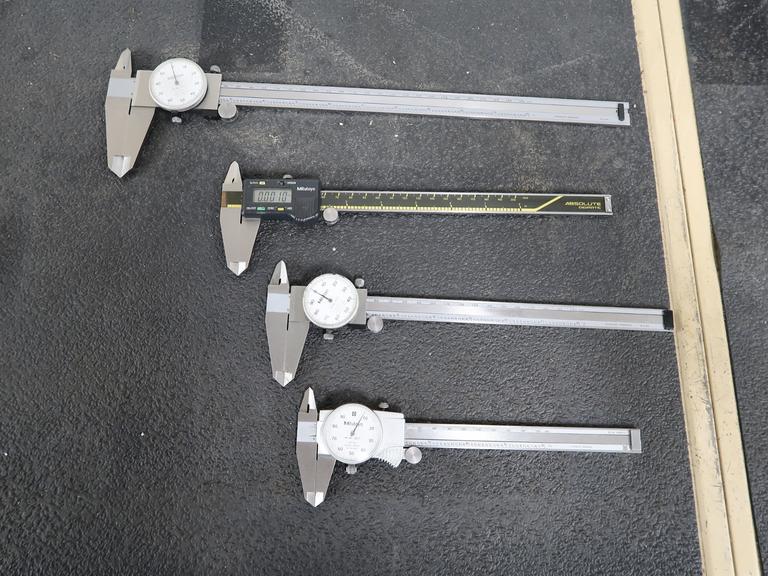 Mitutoyo Calipers: (4), 6", 8", 12" Dial and 8" Digital