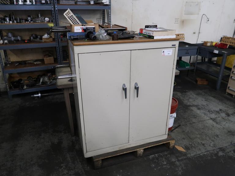 2-Door Metal Cabinet with Laminate Wood Top