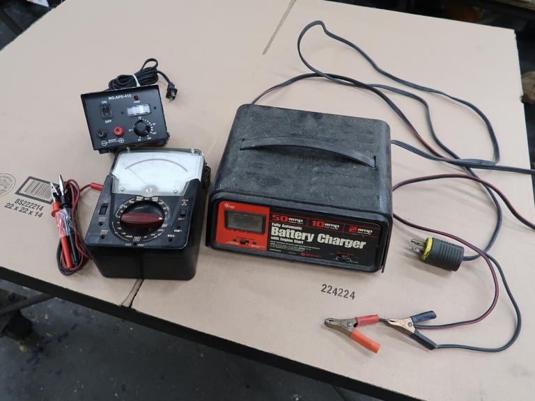 Electrical Items: Battery Charger, Meter, Power Supply