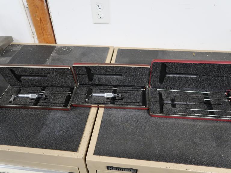 Starrett No. 440 0-3" Depth Micrometers, (2) with 0-6" Depth Micrometer Rod Set (No Micrometer Head)