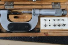(2) Thread Micrometers with Anvil-Spindle Sets and Wooden Cases