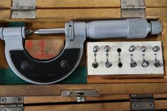 (2) Thread Micrometers with Anvil-Spindle Sets and Wooden Cases