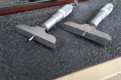 Starrett No. 440 0-3" Depth Micrometers, (2) with 0-6" Depth Micrometer Rod Set (No Micrometer Head)