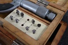 (2) Thread Micrometers with Anvil-Spindle Sets and Wooden Cases