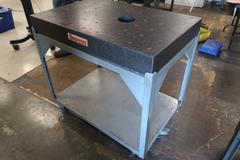 Starrett 36" x 24" x 4" Granite Surface Plate with Tapped Inserts, and Rolling Stand