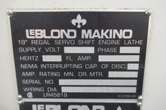 LeBlond Makino 19" x 54" Servo Shift Engine Lathe with Sony  DRO, 3" Hole Thru Spindle, Chucks, Steady Rests