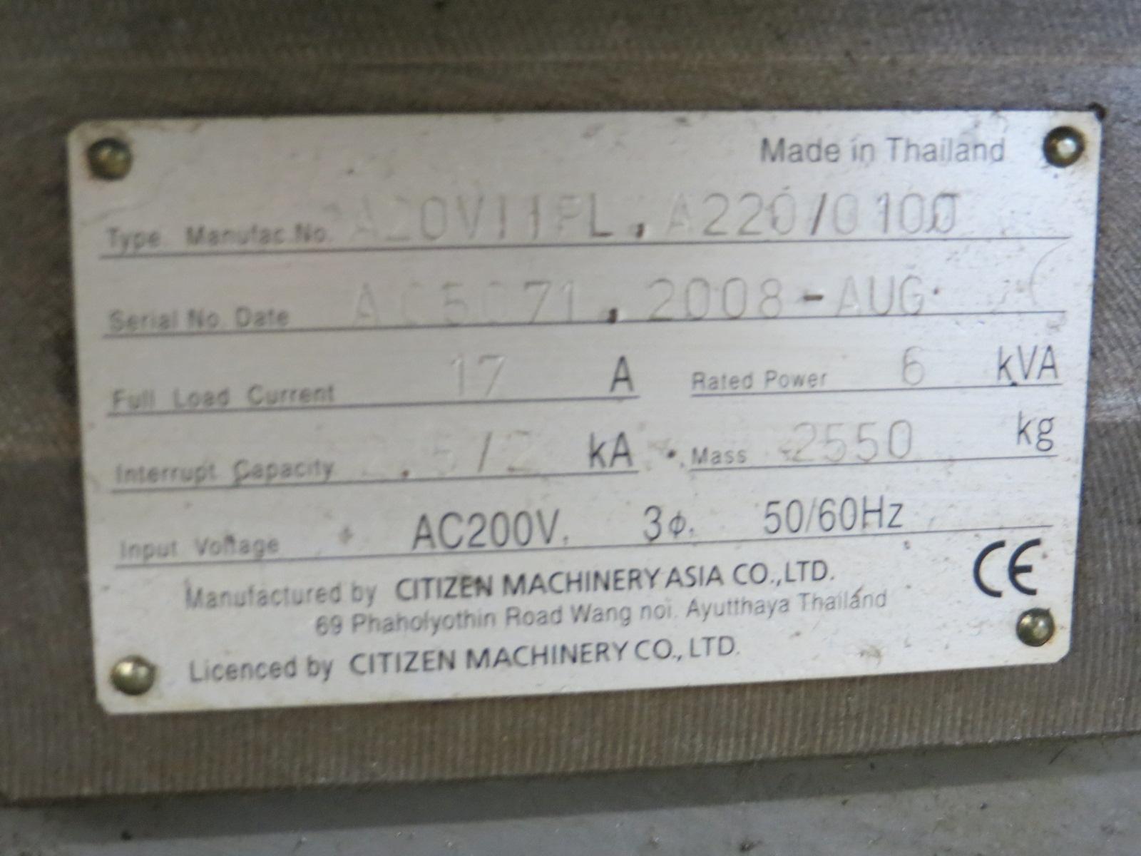 Machines Used | Citizen A20 VIIPL CNC Single Spindle Swiss Screw