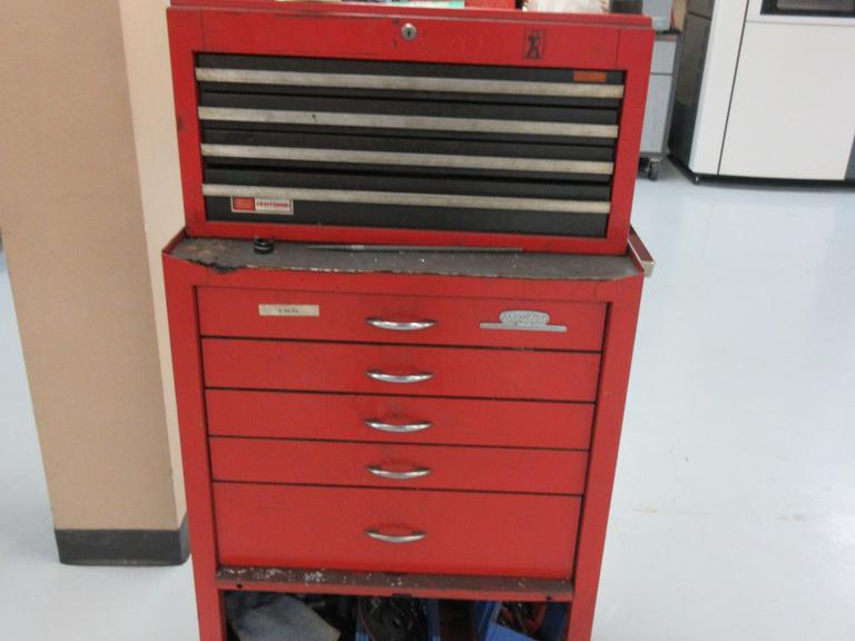 Dayton 5 Drawer Rolling Tool Cabinet and Craftsman 4 Drawer Tool Chest with Miscellaneous Contents