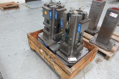 (2) KURT 4-Sided Tombstones with 6" Vises, 400MM Bases, Mounted on Haas EC-400 Pallets