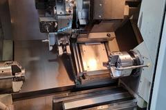 Haas DS-30Y CNC Multi-Axis Turning Center with Sub-Spindle, Haas Magazine Barfeeder, Y-Axis, High Torque Live Milling Turret,  Parts Catcher, High Pressure Coolant, Chip Conveyor.