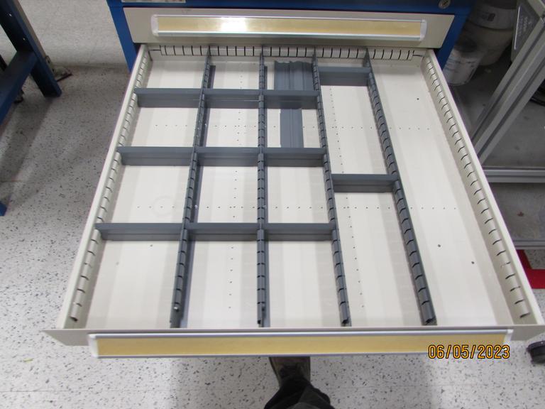 Stanley Vidmar Cabinet Base Work Bench with Maple Top, Work Light & Power Strip