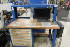 Stanley Vidmar Cabinet Base Work Bench with Maple Top, Work Light & Power Strip