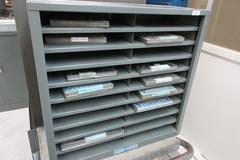 Deltronic Gage Pins in (3) Cabinets, with Little Giant Metal Cart