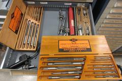11-Drawer Stanley Vidmar Cabinet with Contents of Tap & Die wrenches, Expandable Reamers, Taps, Laps, Extrusion Hardware, Drill Blanks and More