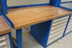 Stanley Vidmar Cabinet Base Work Bench with Maple Top, Work Light & Power Strip