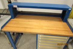 Stanley Vidmar Cabinet Base Work Bench with Maple Top, Work Light & Power Strip