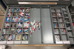 HUGE LOT OF PERISHABLE TOOLING WITH CABINET.  Separated, Labeled & On Pallet.  End Mills, Reamers, Drills, Radius Cutters, Inserts, Carbide and MUCH MORE.  DON"T MISS THIS!! 