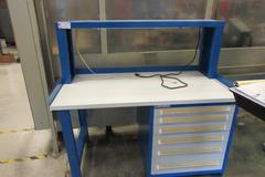 Stanley Vidmar Cabinet Base Work Bench with Laminate Top, Work Light & Power Strip