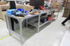 Huge Lot of Hand Tools with Aluminum Frame Bench: Drivers, Pliers, Knives, Brushes, Allen Wrenches, Snips & More