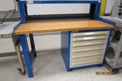 Stanley Vidmar Cabinet Base Work Bench with Maple Top, Work Light & Power Strip