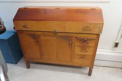 Moore Wooden Tool Cabinet with Contents: Drills, Boring Tool Holders, Reamers, Clamoing