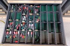 Machines Used | Inch Plug Gages in 12 drawer Vidmar Cabinet, .255-.549