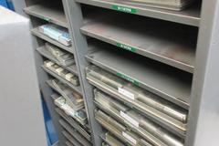 Deltronic Gage Pins in (3) Cabinets, with Little Giant Metal Cart