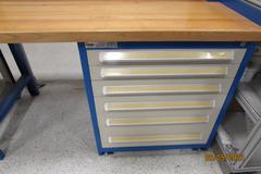 Stanley Vidmar Cabinet Base Work Bench with Maple Top, Work Light & Power Strip