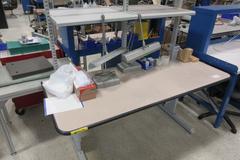 Adjustable Height Work Bench with Upper Shelves and Contents of Work Lights and More