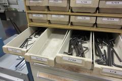 11-Drawer Stanley Vidmar Cabinet with Contents of Tap & Die wrenches, Expandable Reamers, Taps, Laps, Extrusion Hardware, Drill Blanks and More