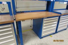 Stanley Vidmar Cabinet Base Work Bench with Maple Top, Work Light & Power Strip