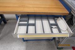 Stanley Vidmar Cabinet Base Work Bench with Maple Top, Work Light & Power Strip