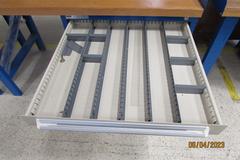 Stanley Vidmar Cabinet Base Work Bench with Maple  Top, Work Light & Power Strip 