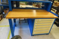 Stanley Vidmar Cabinet Base Work Bench with Maple Top, Work Light & Power Strip 