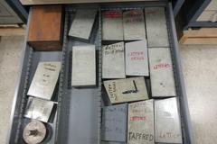 11-Drawer Stanley Vidmar Cabinet with Contents of Tap & Die wrenches, Expandable Reamers, Taps, Laps, Extrusion Hardware, Drill Blanks and More