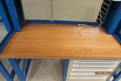Stanley Vidmar Cabinet Base Work Bench with Maple  Top, Work Light & Power Strip 