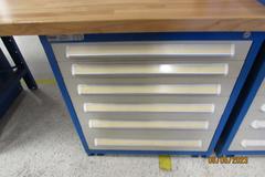 Stanley Vidmar Cabinet Base Work Bench with Maple Top, Work Light & Power Strip