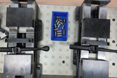 Bock 50" x 20" Aluminum Locator Plate with (2) Bock Interlocking Base 6" Twin Lock Vises, Locator Pins, Handles