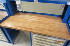 Stanley Vidmar Cabinet Base Work Bench with Maple Top, Work Light & Power Strip